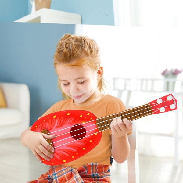 Ukulele for barn i starten, frukt ukulele min gitar, musikkinstrument leketøy gitar for barn småbarn gutter jenter, jordbær, vannmelon, appelsin, kiwi