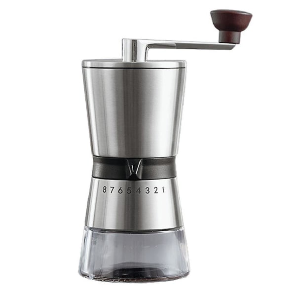 Lille bærbar håndkværn til kaffebønner til stempelkande, espresso, tyrkisk bryg i rustfrit stål lige kaffekværn 8-speed hand grinder