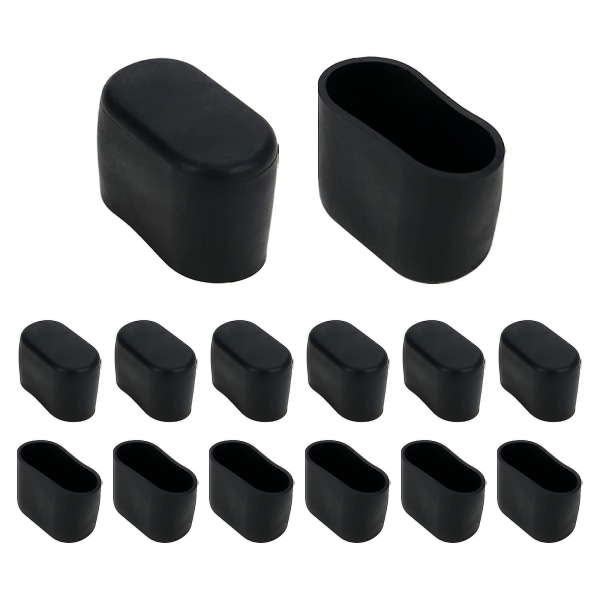 20 stk. sorte møbelfødder cover bord stol ben pad gulvbeskytter, oval, gummi og PVC 15x30mm