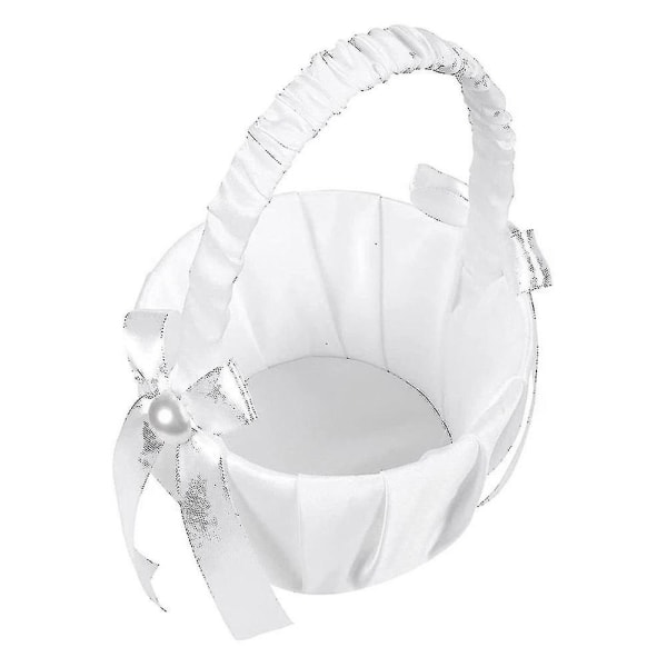 2 Pack Wedding Satin Flower Basket,bowknot Flower Basket