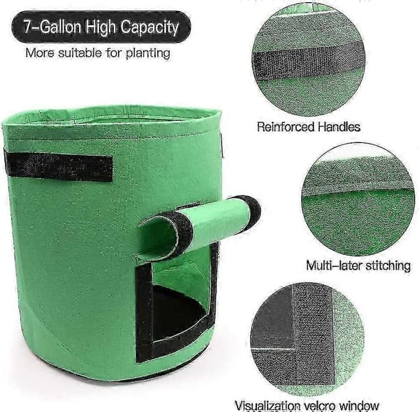 Potatisodlingspåsar, 3-pack 7 Gallon Potatisodlingspåsar Grönsaksodling-Yvan