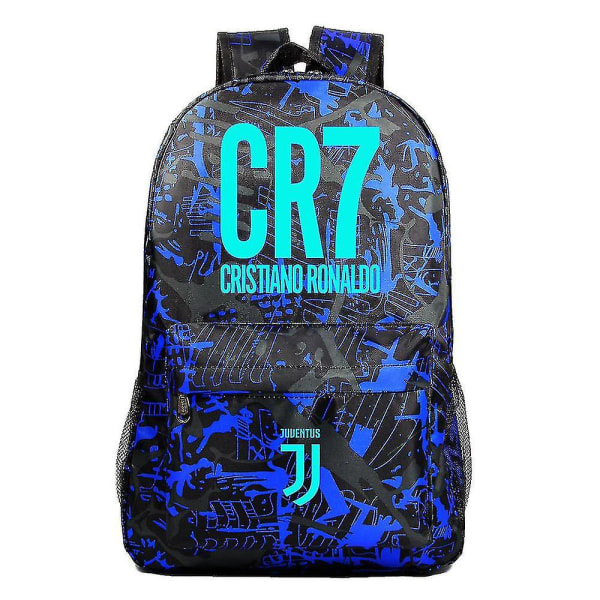 Blå lysende fodbold Ronaldo Teenagere skoletaske: Stilfuld unisex afslappet rygsæk 3