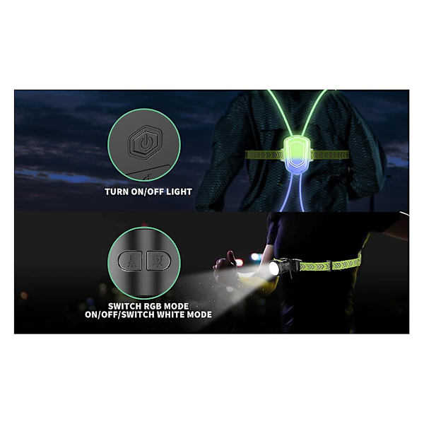 Yö ulkoilun urheilun LED-liivi 360 heijastava korkea näkyvyys vilkkuva turvallisuus LED-kuituoptiikka yöjuoksu ratsastus värikäs As Shown