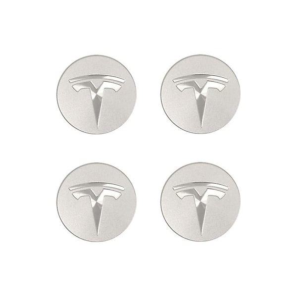 Sopii Teslalle Tesla Model 3 Vannekeskuskorkin Logo - Musta Hopea Logo (neljän pakkaus)