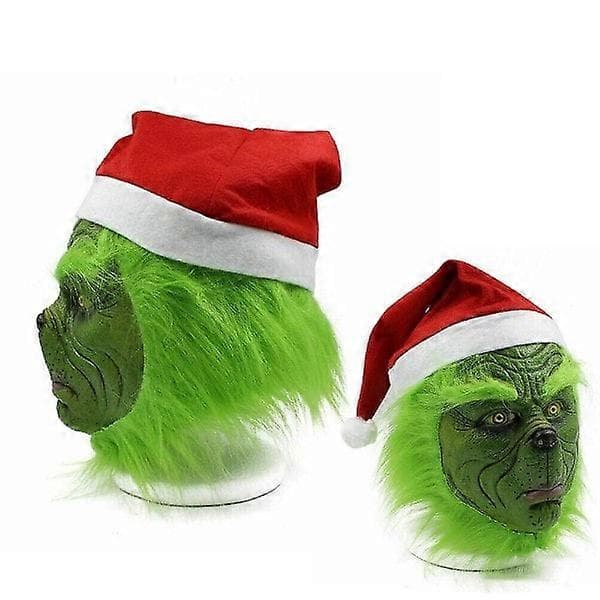 Grinch Halloweenmask, cosplay Tomtedräktmask