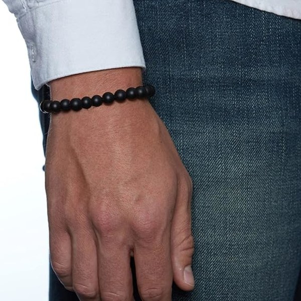 Perle armbånd, naturstein armbånd for kvinner svart armbånd svart matt onyx armbånd krystall armbånd