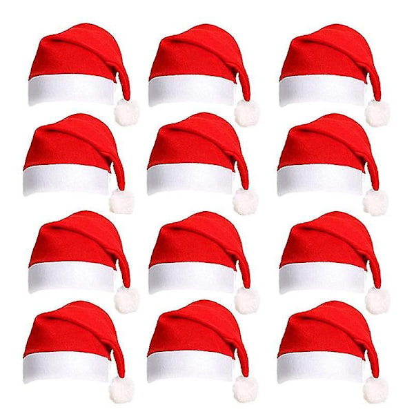 Julehat 12-pak Blød Julemandshatte Til Julekostume Julefest Tilbehør Feriefestgaver Voksen Cosplay Tilbehør