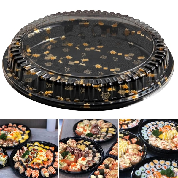 10 kpl pyöreitä voileipätarjottimia kannellisilla kirkkailla printed elintarvikelaatuisia kestävät ja tyylikkäät tarjoiluastiat Sushi Box Tianyuhe S