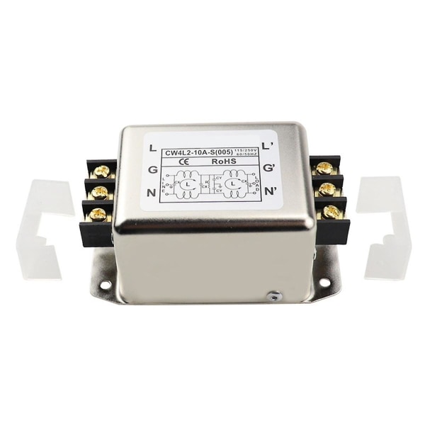 Universell nätfilter CW4L2-10A-S, Power EMI-filter enkel/dubbelpolig enkel, brusfilter Power EMI-filter Silver