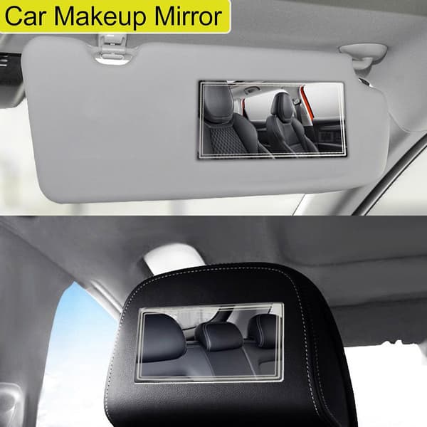 Bil Makeupspejl Universal Høj Klarhed Mini Auto Solskærm Interiør Rustfrit Stål Kosmetisk Spejl L