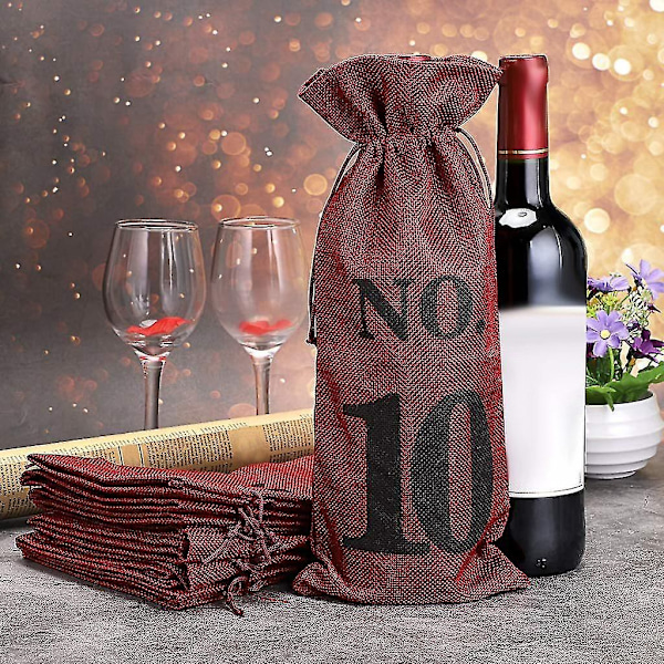 1 til 10 lerretsvinposer Blind vinsmaking, vinposer bryllupsbordnumre, vinsmakingsposer, fest blue