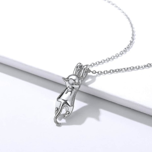 925 Sterling Silver Cat hänge halsband för kvinnor söta djur smycken