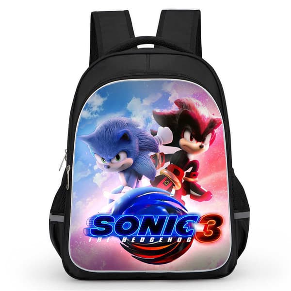 Cartoon Hedgehog Pattern Backpack for Primary School Students, Easy to Carry School Bag Sonic Black 28