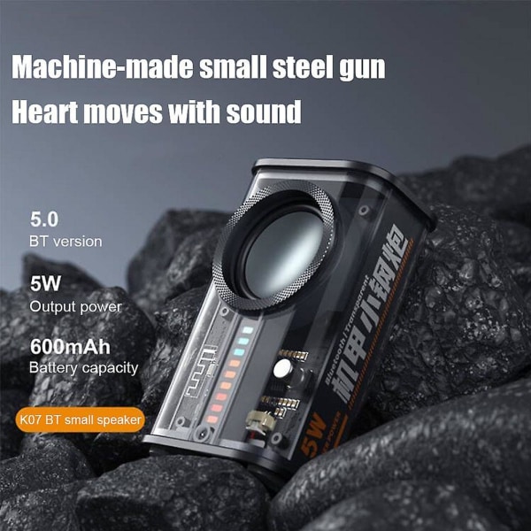 Transparent Mecha Small Steel Gun Bluetooth Speaker Rhythm Subwoofer