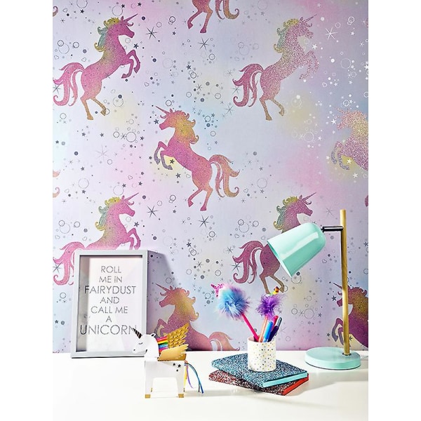 Be Dazzled Dancing Unicorn -taustakuva Rainbow Coloroll M1423