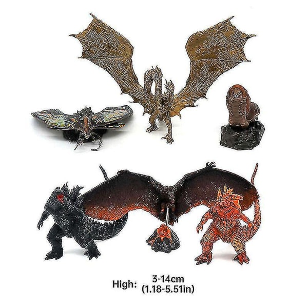 Godzilla 6 stk Pakke King Of Monsters 5 Legetøj Model Sæt Gave Ghidorah Mothra