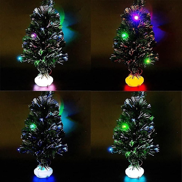 42cm Små Julgranar, Fiberoptiska Julgranar Med 8 Färgskiftande Iridescenta LED-lampor Konstgjord Förbelyst Mini Bordsjulgransdekoration