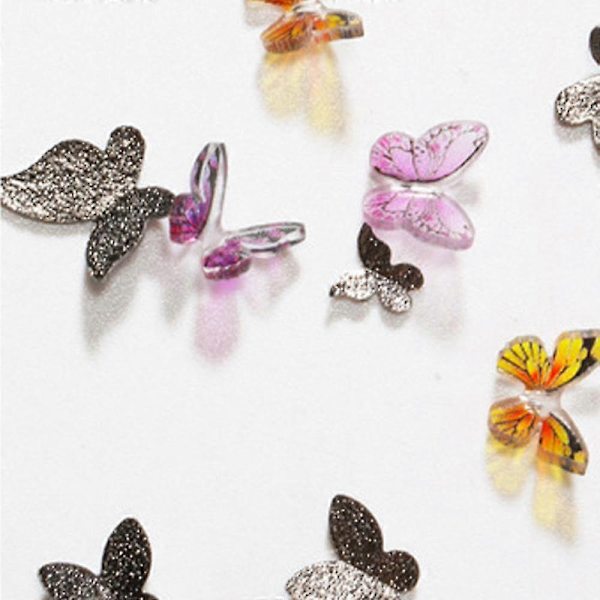 3D Fjärils Nagelberlock 3D Resin Fjäril Blandad Form Nagelkonst Dekoration Med Ab Nagelkonst Strass För Diy Nagelkonst Design