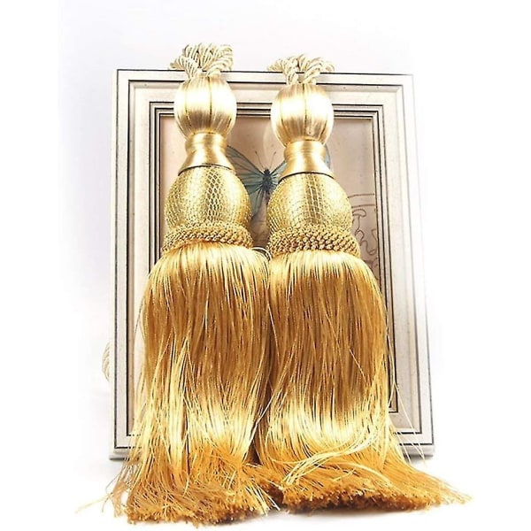 1 Pair Tassels Curtain Tiebacks Home Decorative Window Drapery Ball Tassels Rope Holdbacks (gold)