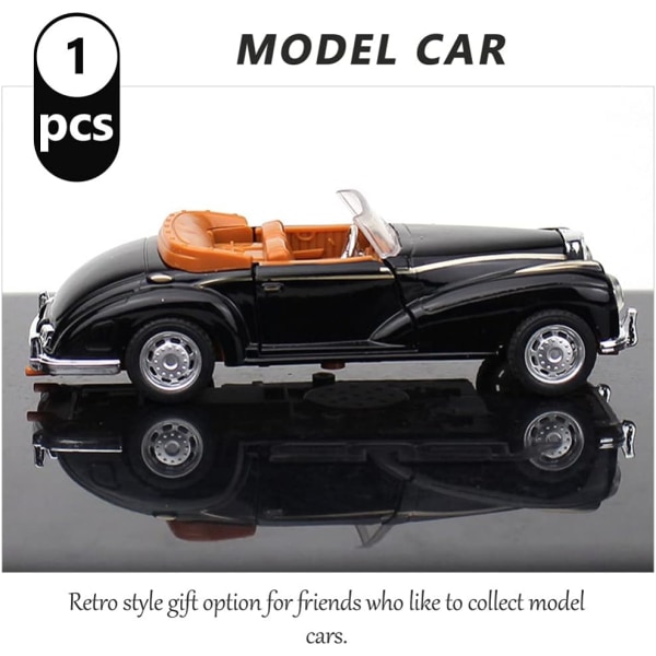 Vintage-auto pienoismalli, painevalettu pienoismalliautot metallirunko ovi avattu musta retro-auto pienoismalli lelu koti sisustus klassinen auto hahmo