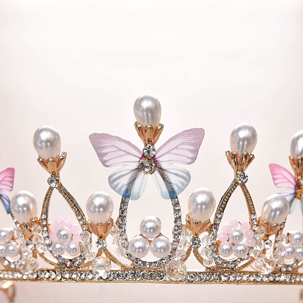 Krystall tiara krone kvinner blomst sommerfugl pannebånd for bryllup bursdagsfest