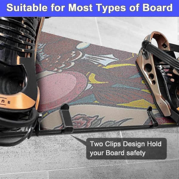 Snowboard vægbeslag clips 2 stk, Horisontal Skateboard Opbevaring Display Rack