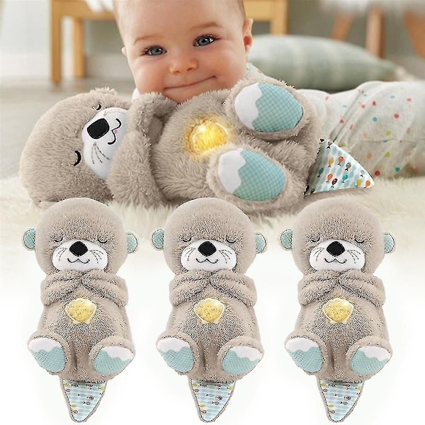 Schlummerotter Sovebaby Leke Baby Lille Lam Puste Schlummer Otter Plsch Sovemusikk Berolige Plysj For Nyfødt pink