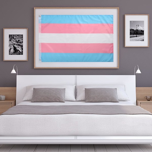 Transgenderflagga – Häng på en stång, använd som banderoll/väggdekoration – 90x150cm