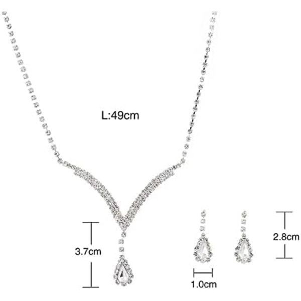 Rhinestone halsband set silver bröllop kristall örhängen brud smyckesset för kvinnor