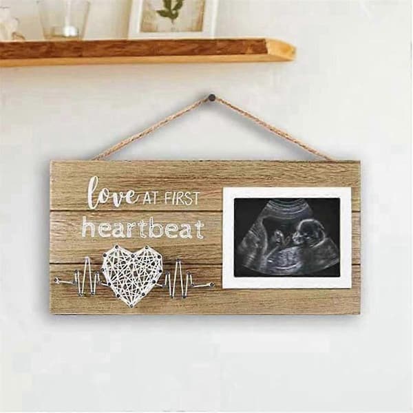 Babyscanningsfotoramme til mor og far, træ 4x6 tommer