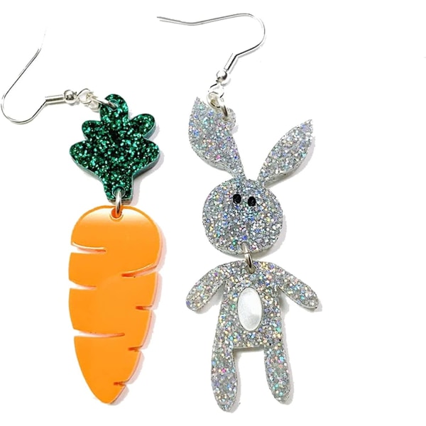 Easter Bunny Gulrot Akryl øredobber Kvinner Jenter Asymmetrisk Kanin Statement Dingle Charms Søt Nydelig Leopard Print Kanin Øredobber Dyre Smykker Ho