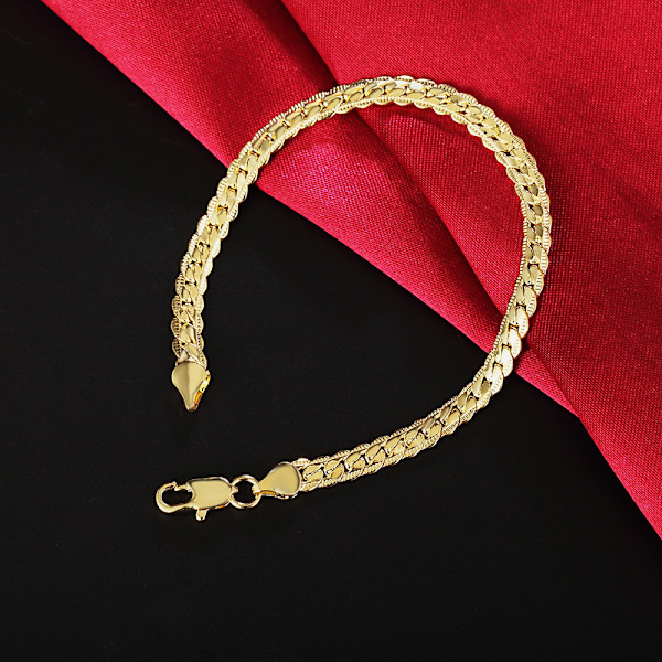 5MM Fashion Classic Chain Design Sølv Armbånd til Kvinder og Mænd Bryllup Fest og Ferie Smykker 925 Fint Guld Stempel Gold-color