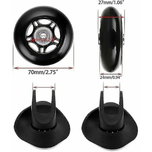 Pcs Box Castors Reservehjul Leje Reparation Til Gaffel Sager 70 24 Mm, Sort-yvan