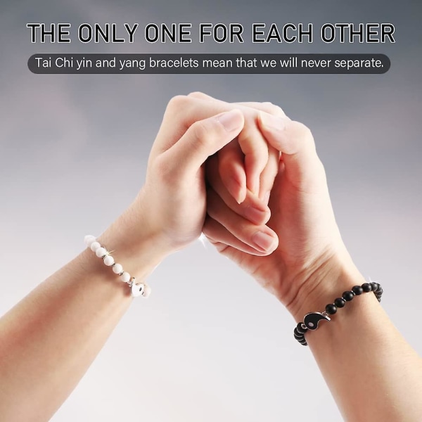 2 stk Yin Yang par armbånd -acsergery Dame armbånd gaver med lykønskningskort gave