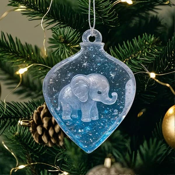 Juletræspynt Gradient Blå Elefant Vedhæng til Julepynt Lys Udsøgt Vinterlandskab Hængende Pynt Julegave med Dyb Betydning