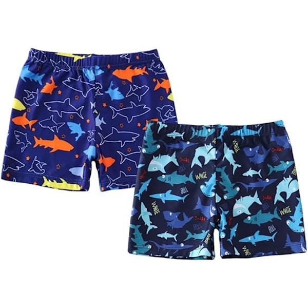 Drenge Badeshorts, 2 Pak Baby Drenge Søde Haj Dinosaur Tilfældige Badebukser Børn Badetøj Strand Ferie Svømme Boardshorts Alder 1-9 År