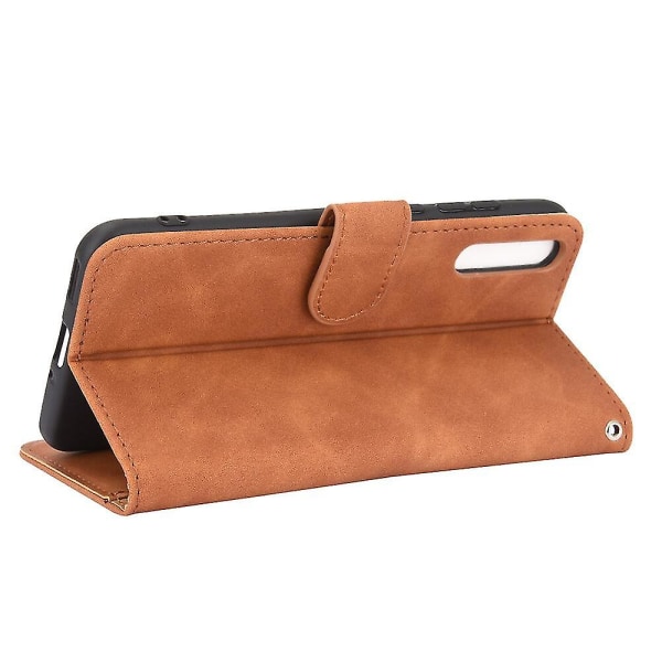 Etui til Huawei Y8p Cover Premium Læder Med Kortholder Flip Folio Magnetisk Etui Coque - Sort Brown