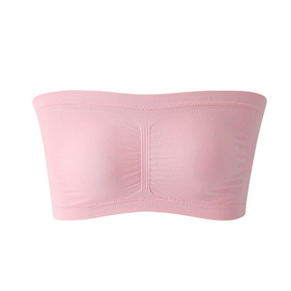 Dam Bandeau BH Vadderad Strapless Bralette BH Sömlös Bandeau Tube Top BH Baby pink 6XL