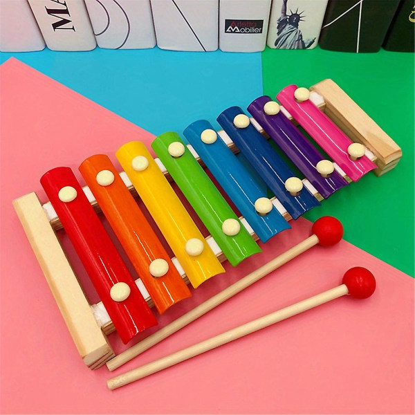 Xylofon Regnbuefarge Musikalske leketøy Trommer Perkusjonsleketøy med treklubber Førskoleutdanningsleker Barngaver