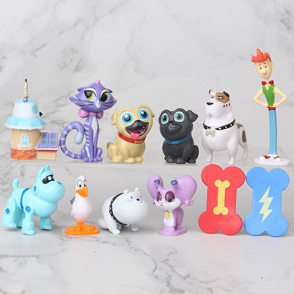 12 st Puppy Dog Pals Rolly Hissy tecknad figurer leksaker set figur miniatyrer samlarobjekt modeller tårtdekoration present