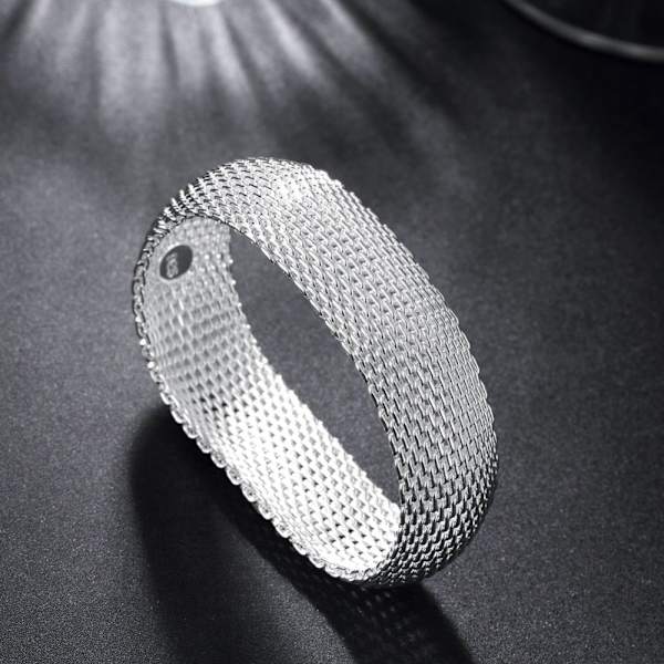 Kuumat alennukset 925 Sterling Hopea Punottu Mesh Rannekoru Naisille Suuri Tarjous Korut BN16