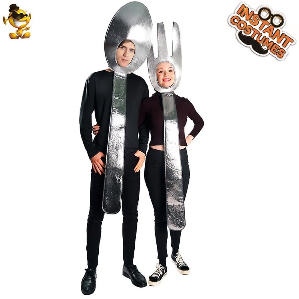 Unisex voksen ske suppe gaffel tunika kostume sjove par køkkenredskaber dragter Halloween cosplay voksen elsker fest jumpsuit Ladle