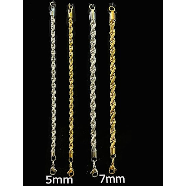 5,7mm Tvinnad Rep Armband Hip Hop Smycken 316L Rostfritt Stål För Män och Kvinnors Tjocka Repkedja Armband för Män och Kvinnor Guld/Silver Armband