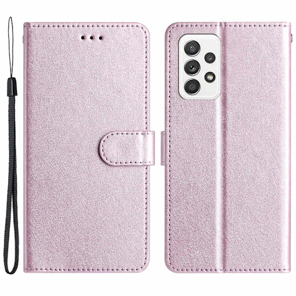 För Samsung Galaxy A33 5G PU Läder Telefon Plånbok Stativfodral Silke Textur Flip Case med Handrem Light purple Style E Samsung Galaxy A33 5G