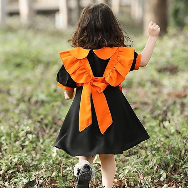 Pikkulasten tyttöjen Halloween-asuja, lasten oranssit lepakkoasut, vauvan tytön lyhythihainen Orange M