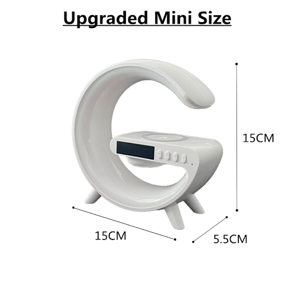 Multifunktionell Trådlös Laddningsdyna Stativ Högtalare TF RGB Nattlampa 15W Snabbladdningsstation för iPhone Samsung Xiaomi Huawei - Perfekt Black