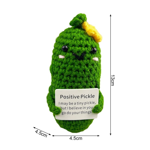 Tegneserie Pickle Ornament Strikket Hæklede Blød Elastisk Ingen Deformation Inspirerende Ord Positiv Mini Sjov Følelsesmæssig Støtte Pickle Agurk Plys Dukke P E