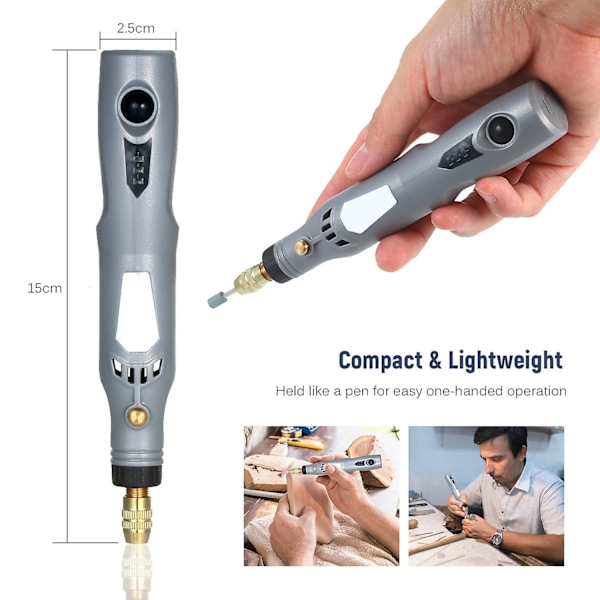 Multifunktionell Mini Handhållen Elektrisk Slip Set 6000-15000rpm Power Rotary Tool Kit Uppladdningsbar 3 I 1 Polermaskin Borrmaskin Slip Pen Maskin Kit Wi
