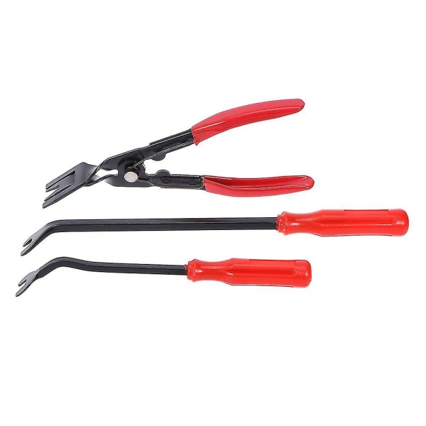 3pcs Steel Car Door Panel Clips Pliers Repair Tool Kit Disassembly Tool Set (light Pliers + 6 Inches Screw Opener + 8 Inches Screw Opener)