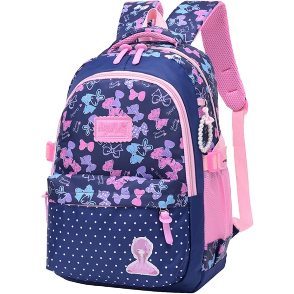 Amythe School Backpack for Girls, Backpacks for Girls 6 8 10 Years, Children's Travel School Backpack with Bow Print, 30 x 18 x 43 cm